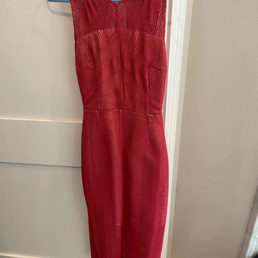 Keepsake Vibrant Red Lace Detail Midi Dress